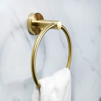304 stainless steel brushed gold towel ring Bathroom Accessories Wall Mounted Polished Stainless Steel Towel Ring
