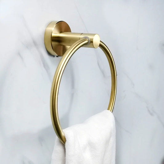 304 stainless steel brushed gold towel ring Bathroom Accessories Wall Mounted Polished Stainless Steel Towel Ring