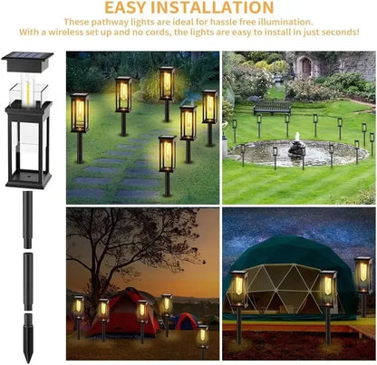 Waterproof LED Solar Lights for Garden Yard Driveway - Automatic Pathway Lighting Outdoor Landscape Lighting Auto On/Off at Dusk