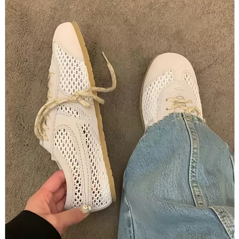 AIYUQI Mesh German Training Shoes Women 2026 New Summer Sneakers Women Retro Genuine Leather Casual Lace-up Sneakers Women