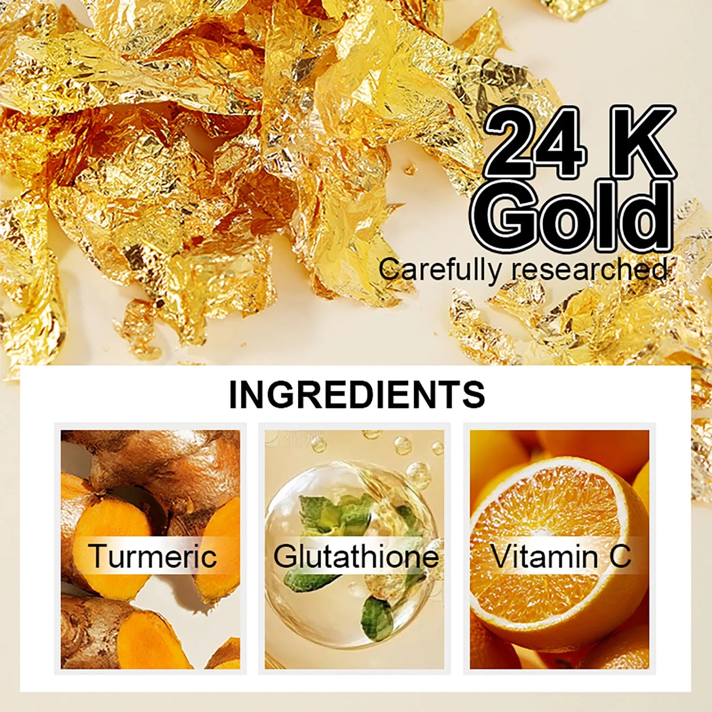 AILKE 24K Whitening Skin Set, Lightening, Remove Black Spots, Melanin, Stains, Even Skin Tone, Moisturizing, for All Skin Types
