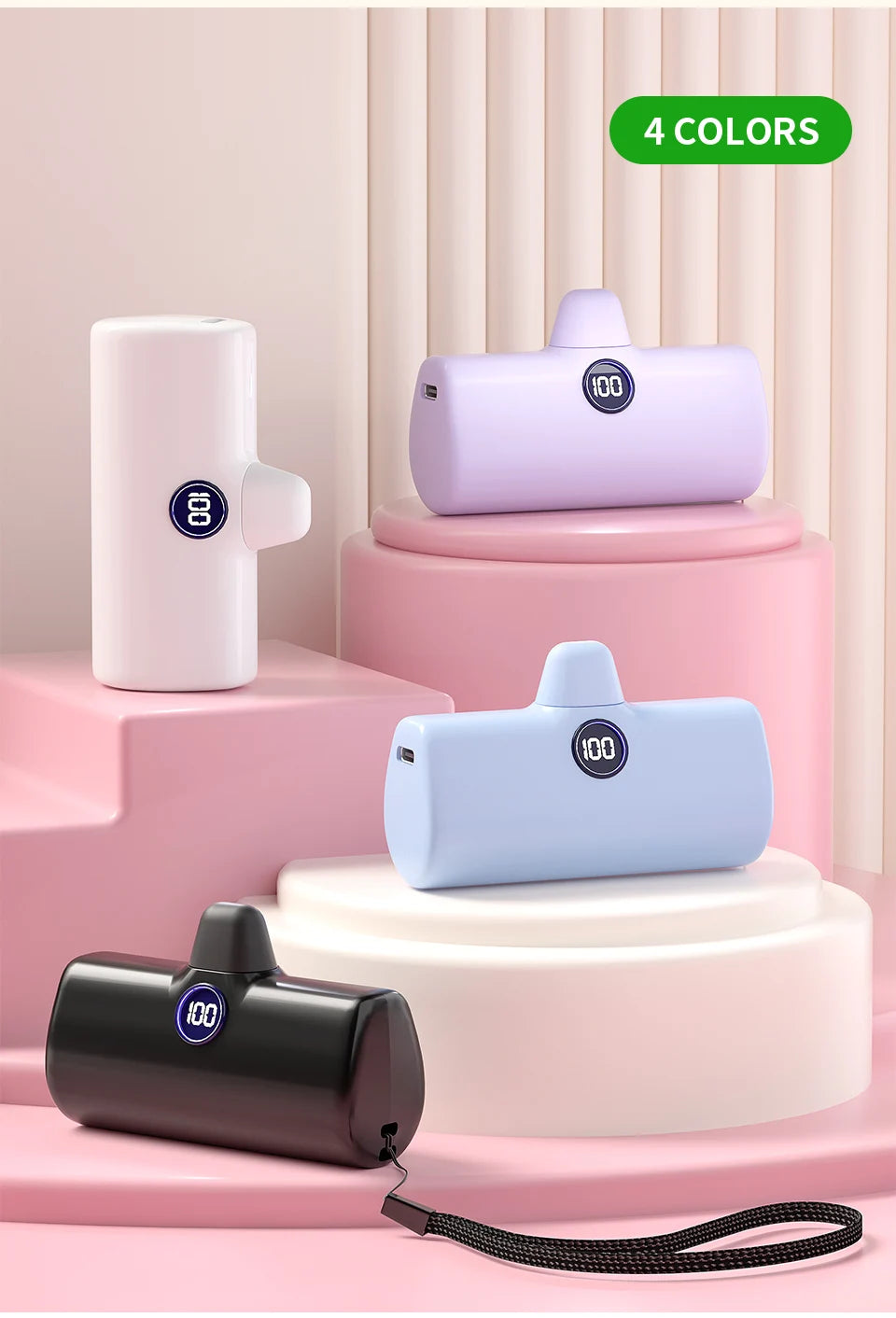 Fast Charge Portable Charger for iPhone Samsung Xiaomi Compact External Spare Battery Built-in Plug PD Fast Charging Power Bank