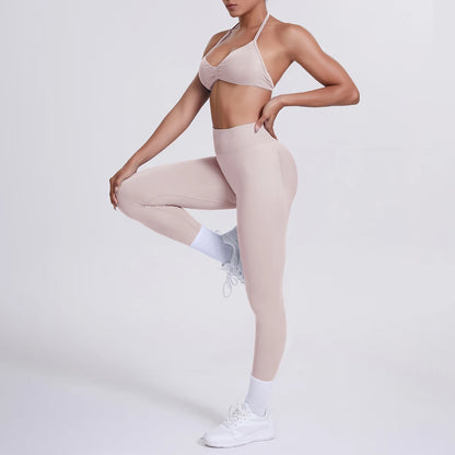 Women 2pcs Patchwork Sport Yoga Suit Training Sleeveless Sport Gym Tops Tummy Control Slimming Booty Leggings Yoga Suit Sports