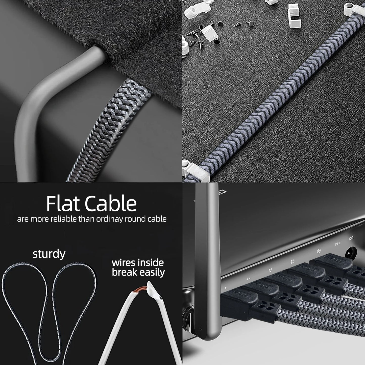 Cat 8 Ethernet Cable 40Gbps Nylon Braided Flat LAN RJ45 Cable 1M 2M 30M for Router Modem Laptop PC PS5 High Speed CAT8 Cable