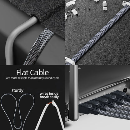 Cat 8 Ethernet Cable 40Gbps Nylon Braided Flat LAN RJ45 Cable 1M 2M 30M for Router Modem Laptop PC PS5 High Speed CAT8 Cable