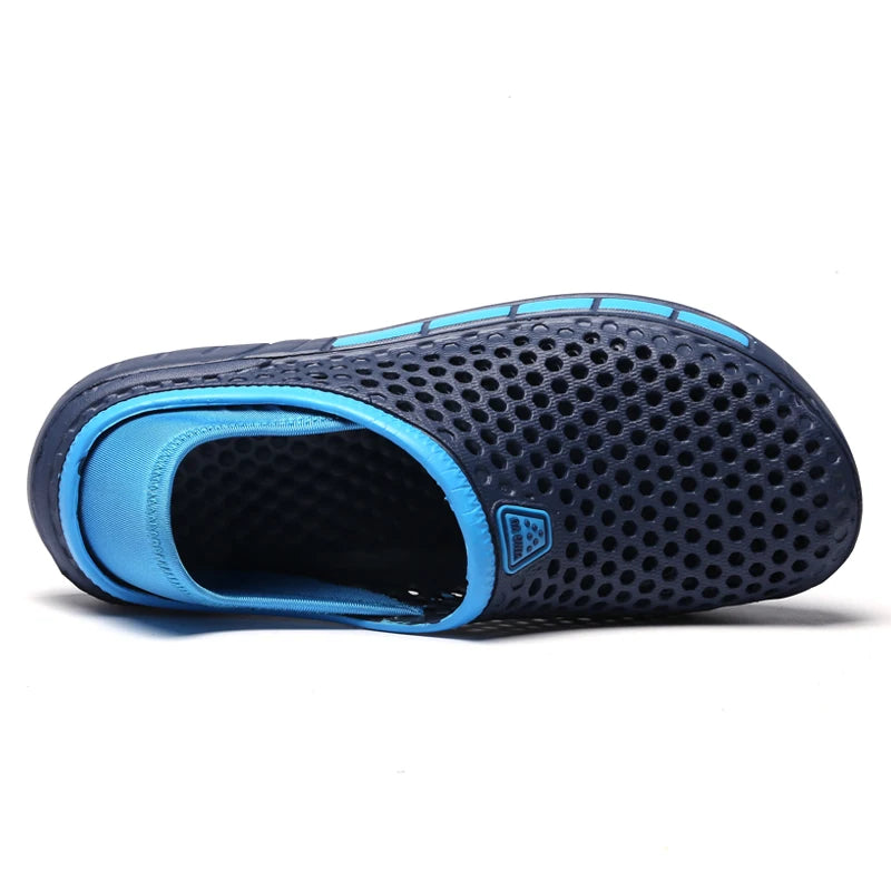 Men's Summer Sandals Clogs Casual Round Toe Slip on Outdoor Geometric Pattern Anti-slip Beach Hole Shoes Plus 46 47 Men Slippers