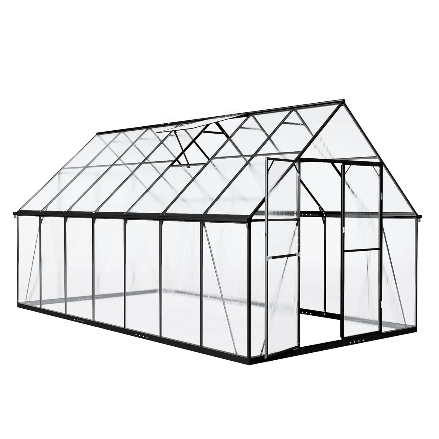 8x14 Aluminum Frame Polycarbonate Greenhouse Lockable Door Adjustable Roof Vent Heavy Duty Backyard Garden Patio Use, Custom