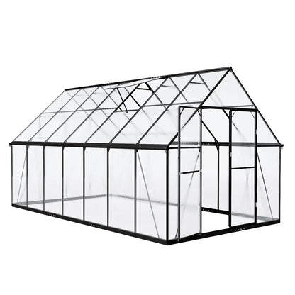 8x14 Aluminum Frame Polycarbonate Greenhouse Lockable Door Adjustable Roof Vent Heavy Duty Backyard Garden Patio Use, Custom
