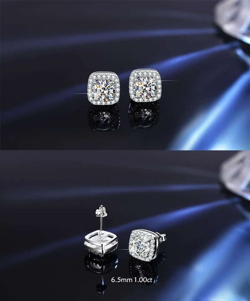 HOT Moissanite S925 Sterling Silver Stud Earrings For Women And Men With 2 Certificates Pass Diamond Test Pen Fine Jewelry