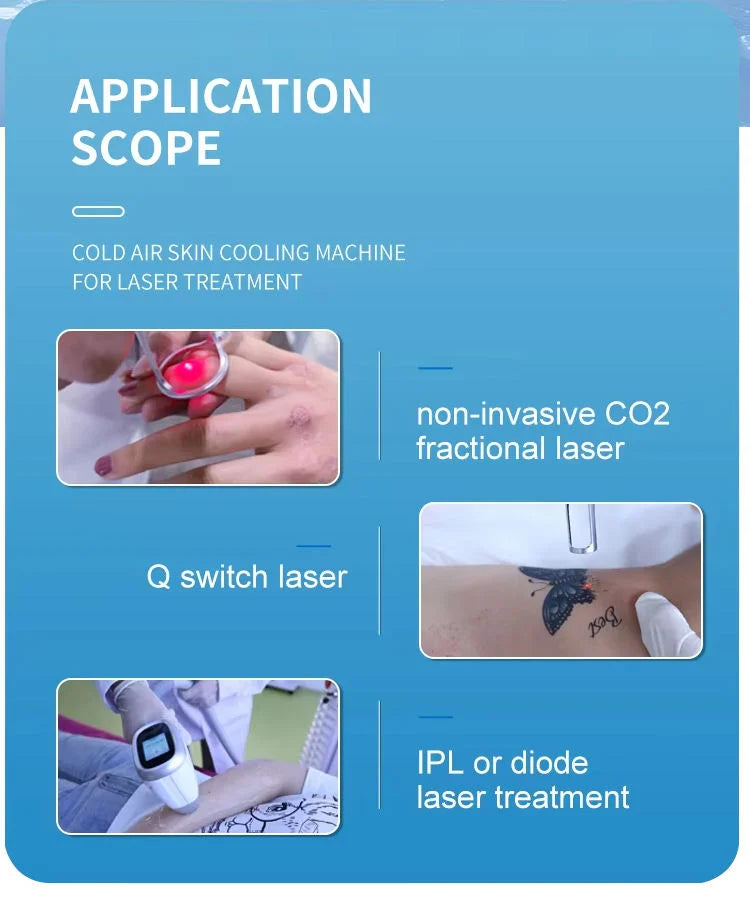Air Cooled Skin Cooling System Low Temperature Machine for Laser Tattoo Removal Skin Pain Relief Beauty Salon Equipment Device