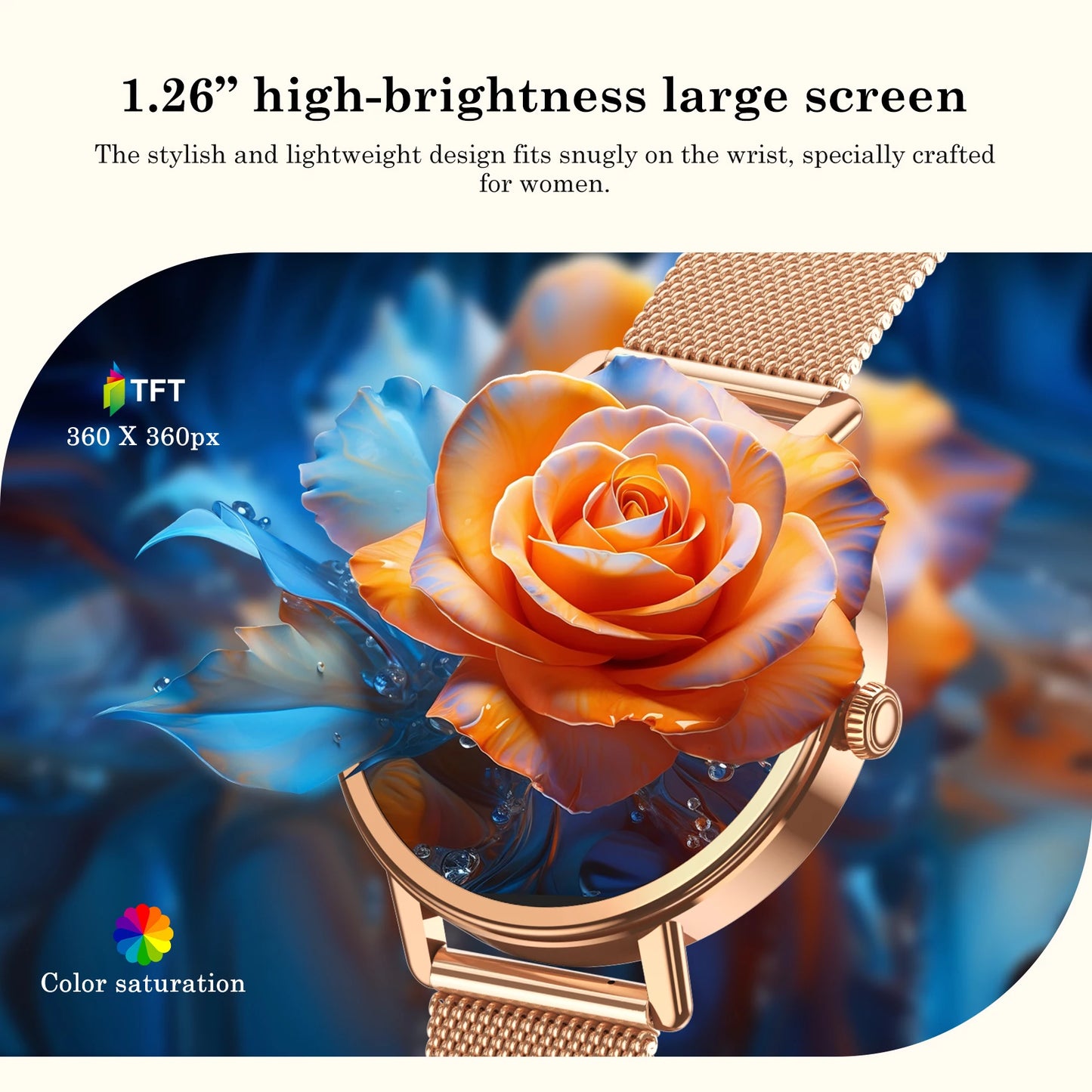 Blackview X30 Lady Smartwatch 1.26" HD AMOLED Screen Bluetooth Heart Rate Blood Oxygen Waterproof Fitness Tracker Android IOS