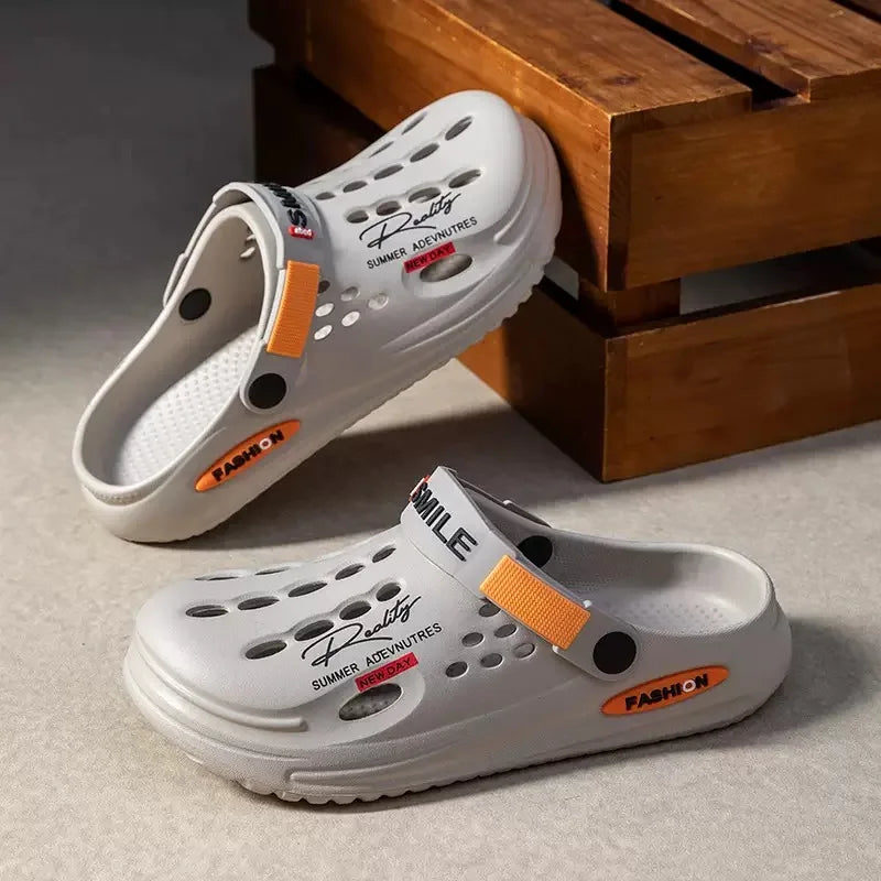Men's Slippers EVA Hole Mens Mules Non-Slip Slippers thick Soft Platform Slide Fashion Comfortable Men's Sandals Summer Shoes