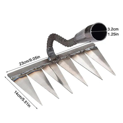 4/5/6/7 Teeth Carbon Steel Garden Hand Rake Farm Tool Weeding Scarifier Agricultural Nail Harrow Metal Harrow Garden WeedingTool