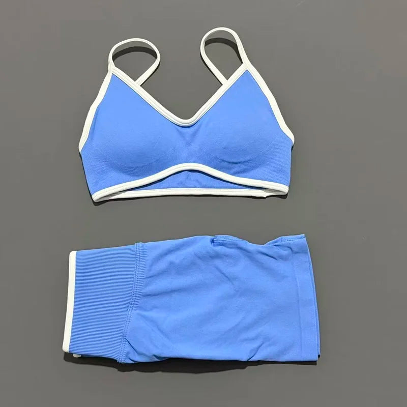 2Pcs HISTELLO Ignite Sculpt Sports Set Naked Feel Tummy Control Cross Bra Scrunch Hip Lifting Yoga Pilates Running Fitness Sets