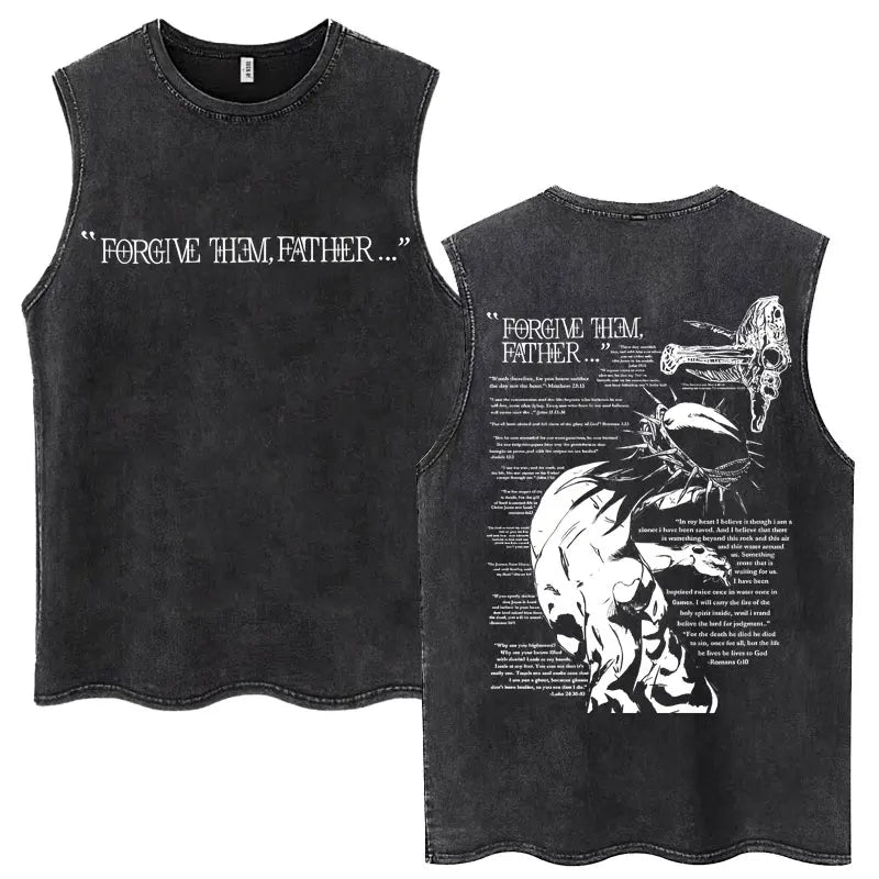Washed Jesus Is King Christian Harajuku Vintage Tank Tops Men Women Gothic Sleeveless T-shirt Loose Summer Cotton Casual T Shirt