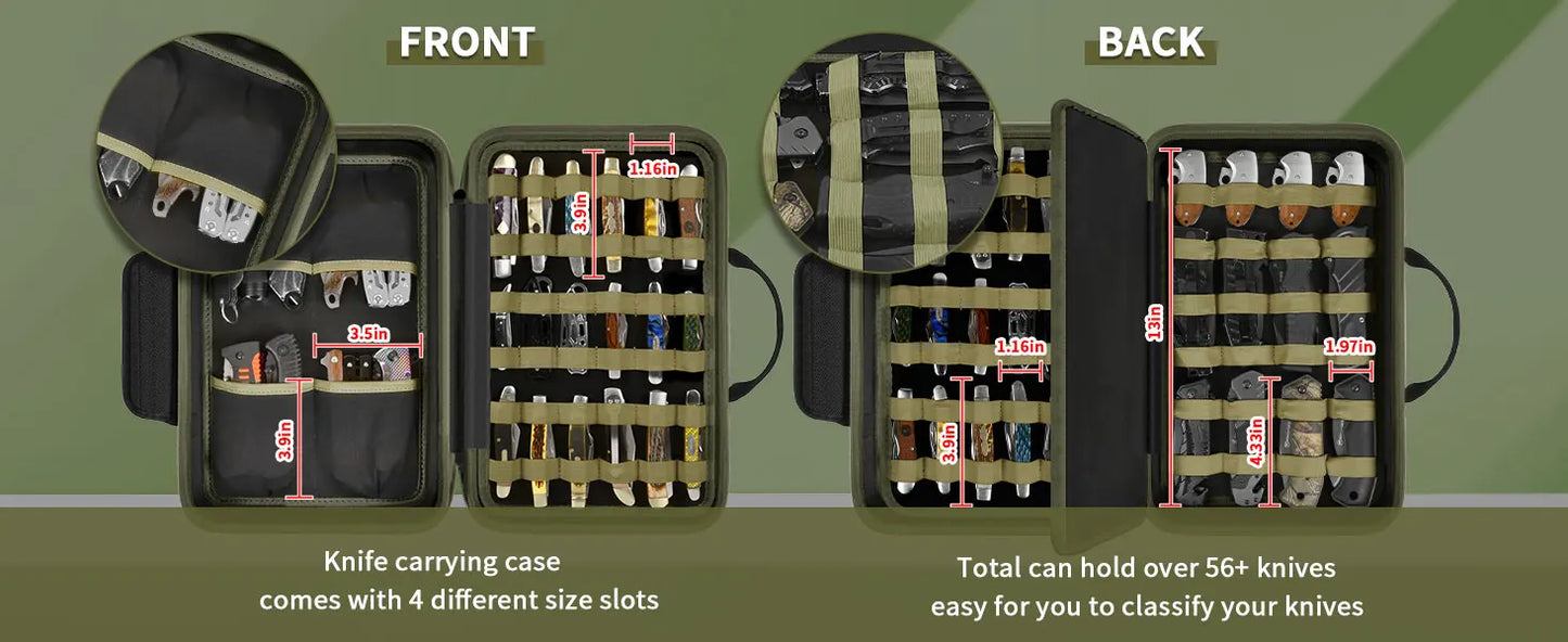 Knife Display Case for 45+ Pocket Knives, for Butterfly Knife Storage Bag, Folding Knives Organizer Holder Box