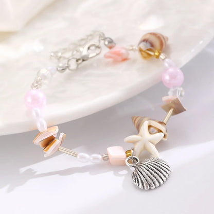 Bohemia Fashion Colorful Natural Stone Shells Starfish Conch Splicing Beaded Bracelet for Women Summer Beach Ocean Jewelry Gifts