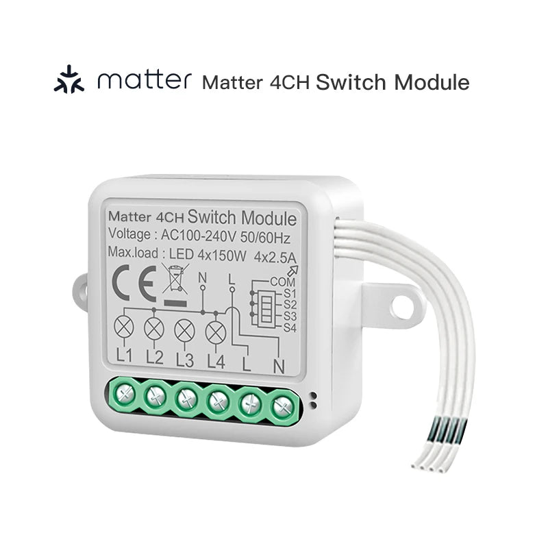 Matter WIFI Smart Switch Module Relay Breaker HomeKit Wireless Control Breaker Works With Siri Alexa Google Home Smart Home Life