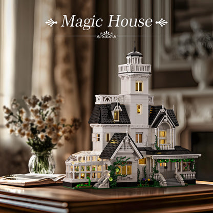 Magic House Building Set Home Decor with LED Light,Owens House Blocks Model Room Decoration Gift for Adults (1877PCS)