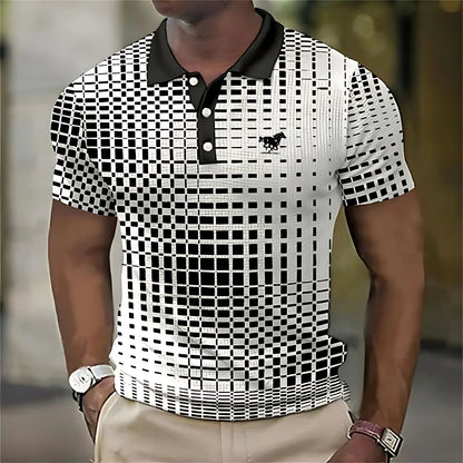 The 2025 summer new men's POLO shirt is breathable sweat-absorbent casual and fashionable with 3D printed men's T-shirt