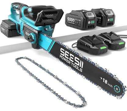 Seesii 40V 18Inch Cordless Electric Saw 2200W Brushless Chainsaw With Automatic Oiler  Garden Woodworking Cutting Tool For Makita 18v Battery pin