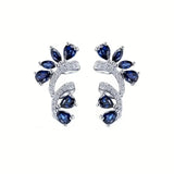Blue Crystal Flower Earrings