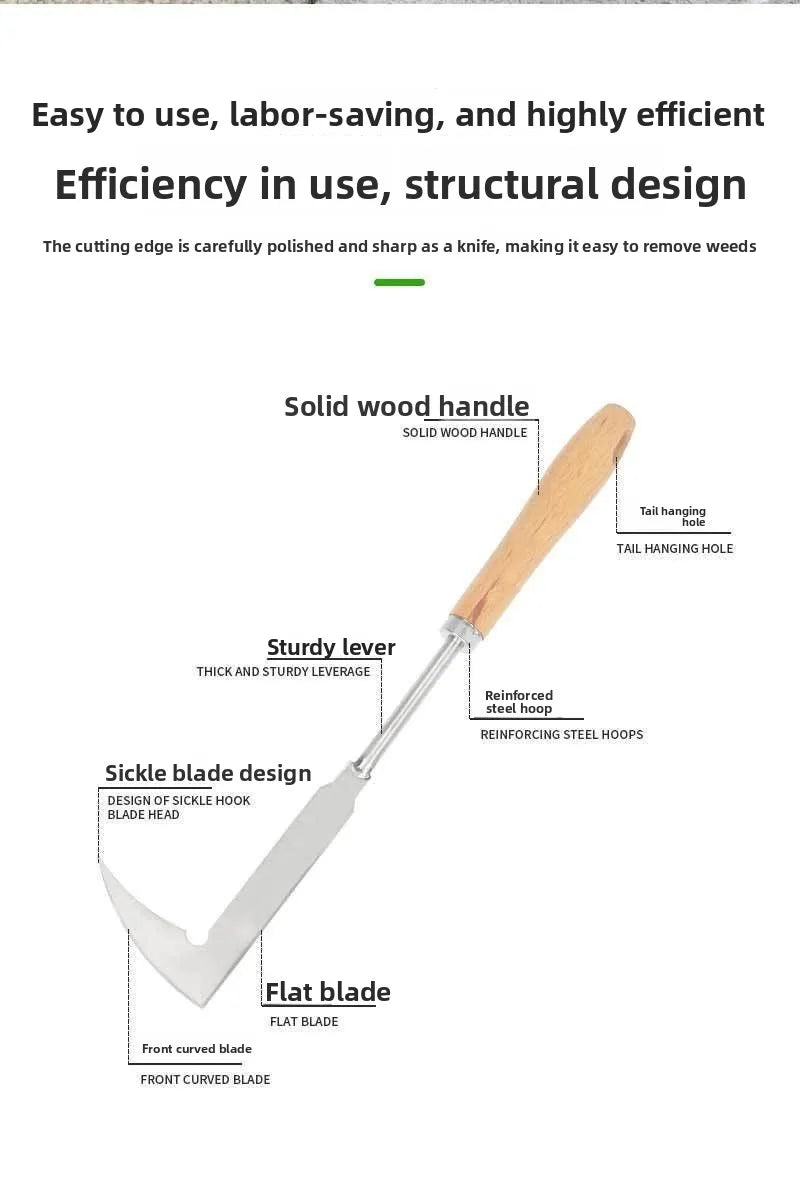 1pc 12.4" L-shaped Thickened Stainless Steel Gap Weeding Tool, Multifunctional Weed Sickle Garden Hand Tool for Yard