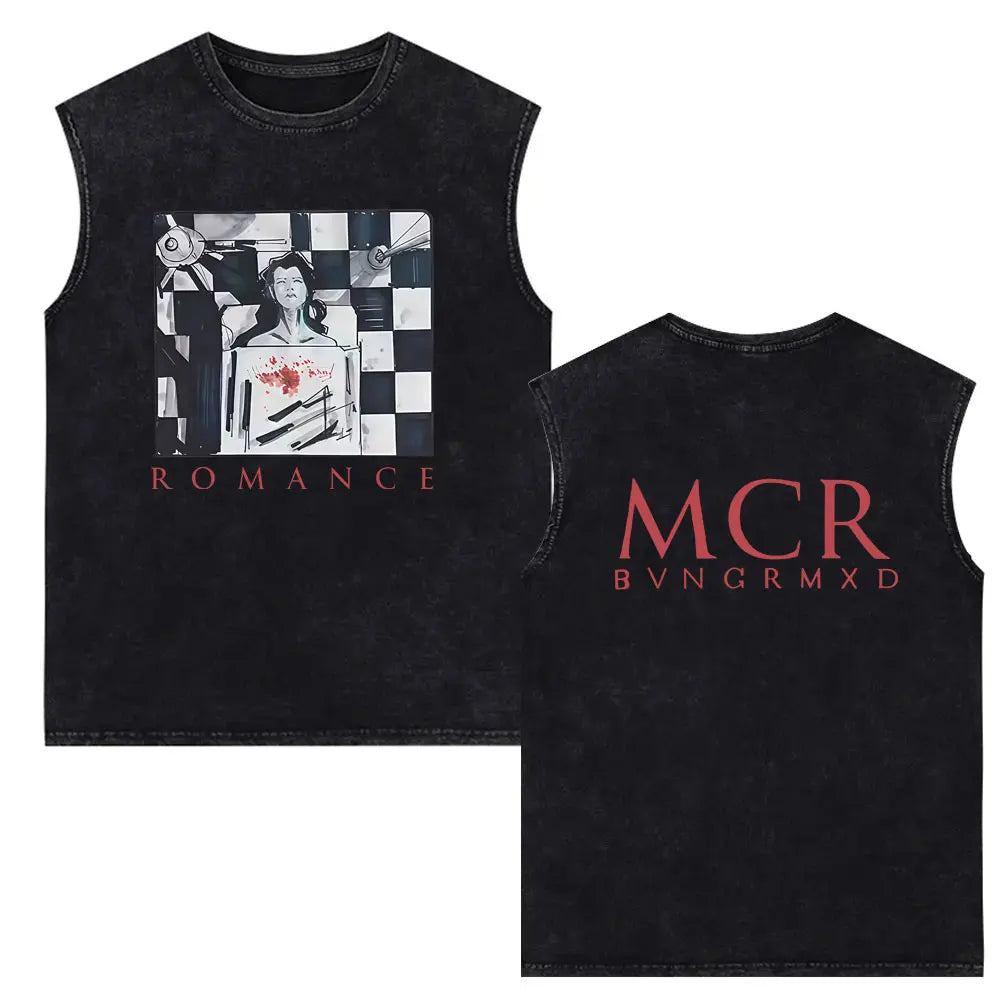 My Chemical Romance Vintage Washed Tank Tops Three Cheers for Sweet Revenge Sleeveless Vest Men Retro Punk Emo Rock Band T-shirt