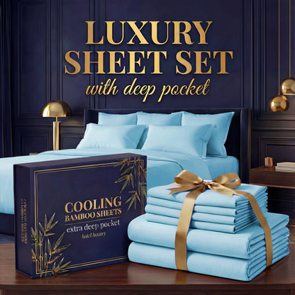 3pcs/ 4pcs Bamboo Cooling Bed Sheet Set -14"Deep Pocket, Shrink-Resistant, Fade-Resistant, Skin-Friendly Bedding Set With 1or2 Pillowcases, 1 Flat Sheet, 1 FittedSheet, Cozy Comfort