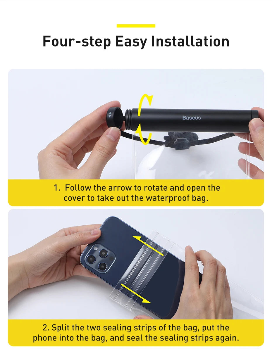 Baseus Waterproof Phone Case Under 7.2 inches For iPhone 12 Pro Max Swim Case IPX8 Universal Cover For Huawei Xiaomi Samsung