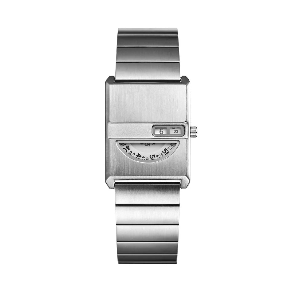 Square Sports Watch for Men Silver Stainless Steel Strap Luxury Brand New in Men's Watches High Quality Gifts Quartz Watch