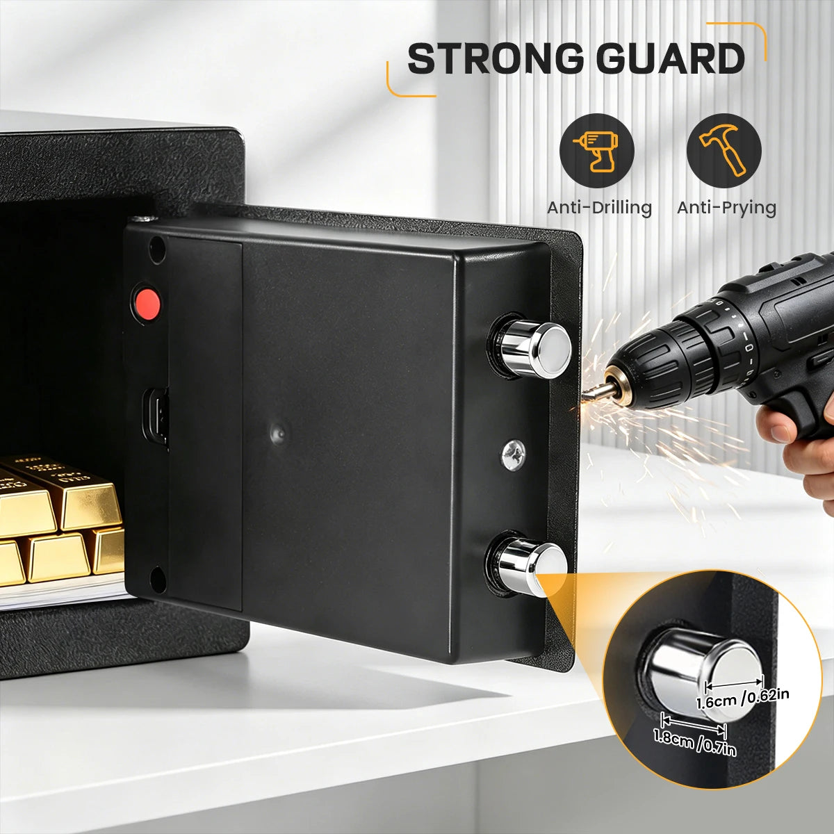 Ireproof Safes with Fireproof Money Bag Sensor Light Digital Keypad Home Safe Adjustable Shelf Security Safe