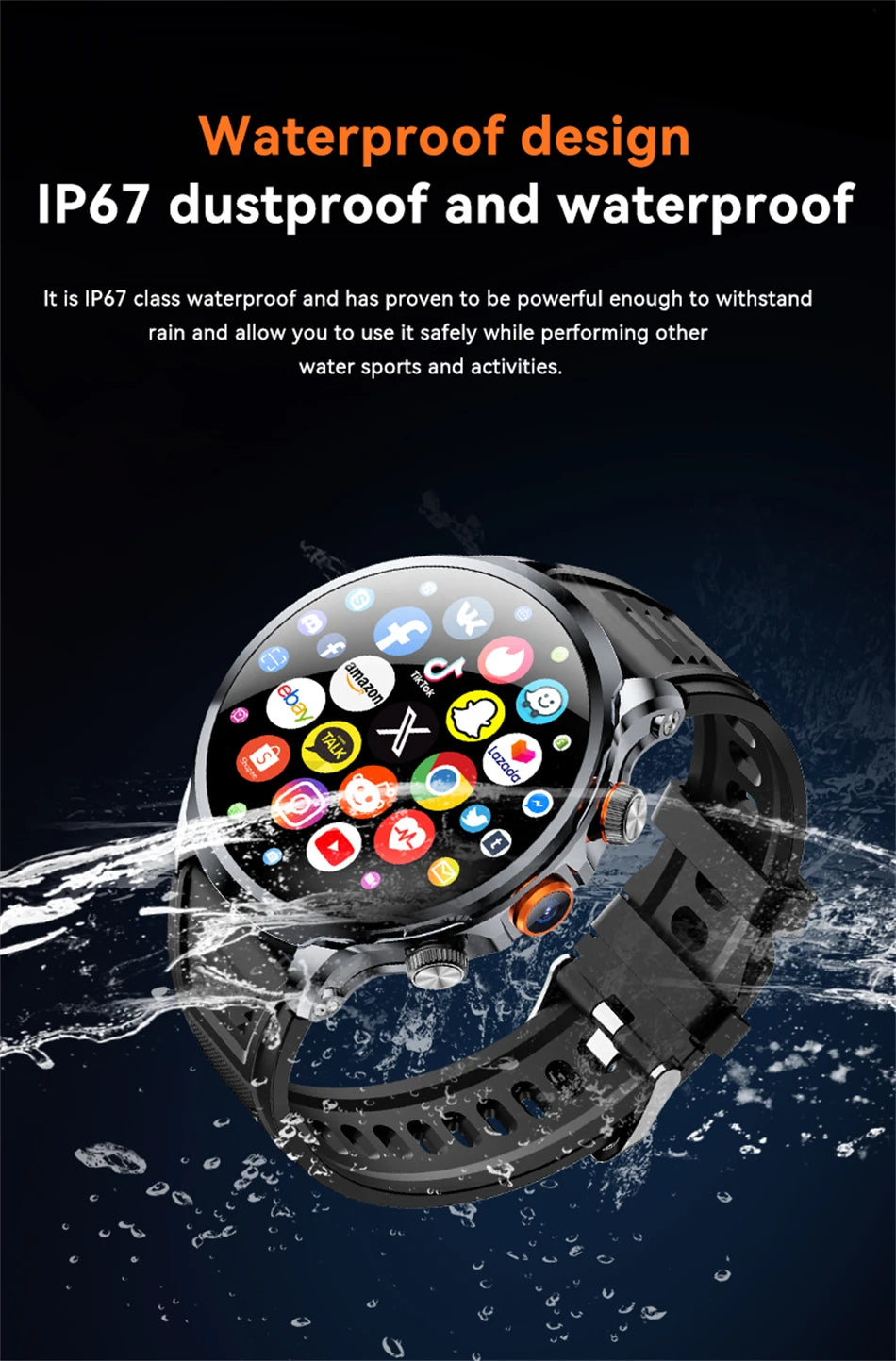 5G/4G Smart Watch 1.95 inch AMOLED 1880mah Battery 16GB+256GB RAM 800W Camera GPS WIFI Google APP Download Heart Rate Smartwatch