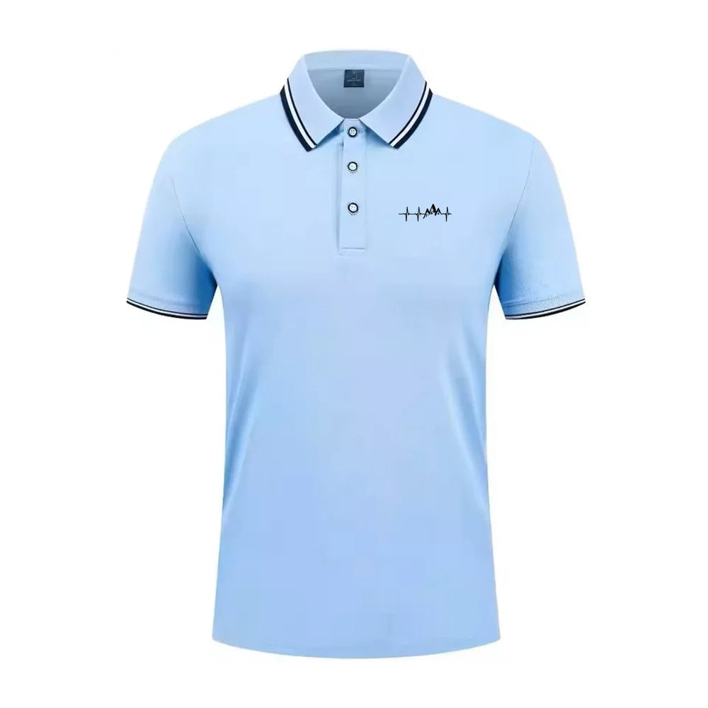 Summer men's 100% polyester fashion Milan print casual knight stripe lapel short-sleeved shirt polo shirt top