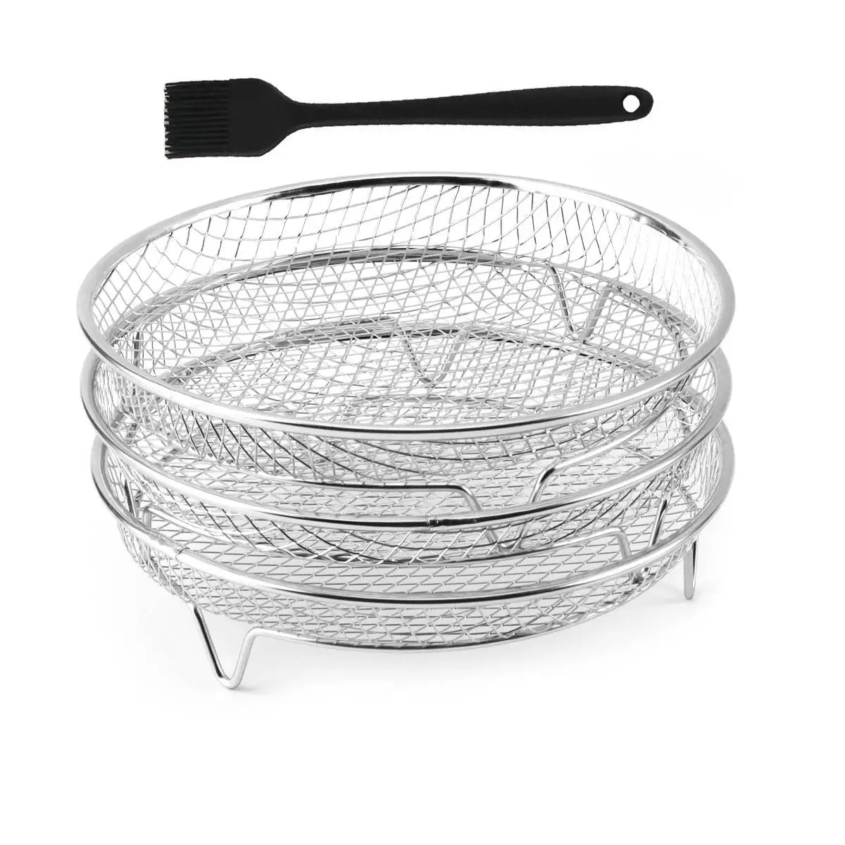 Air Fryer Rack Baking Tray Stackable Grilling304Stainless Steel Airfryer Oven Grill Steamer Cooker Kitchen Gadgets Cooking Tools