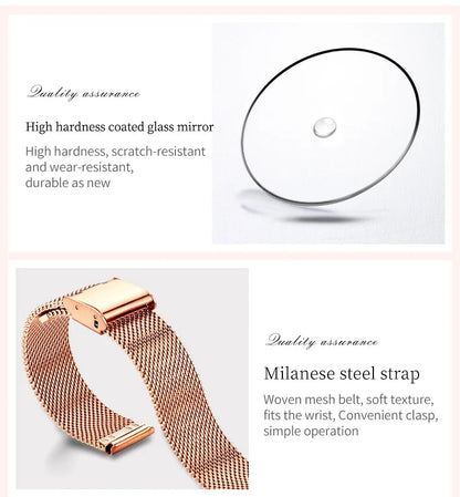 OLEVS Watches For Women Quartz Waterproof Watch Luxury Lady's Watch Stainless Steel Rose Gold Set Gift Box