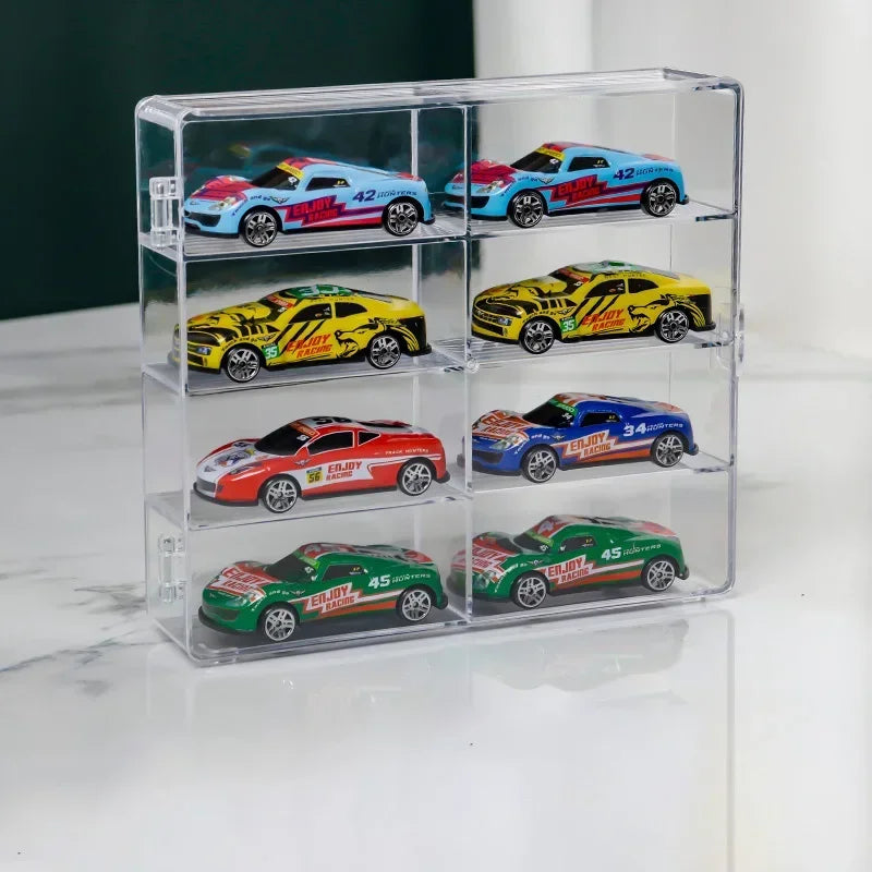 1:64 Acrylic Car Display Box For Hot Wheels Car Model Toy 8 Grid Cabinet Rack Dustproof Stackable Car Storage Box For Hotwheels