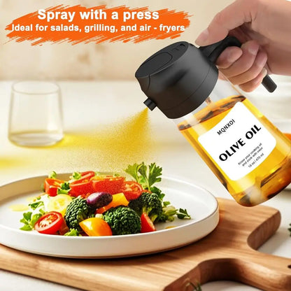 2 in 1 Glass Oil Sprayer & Dispenser, 16oz/470ml Olive Cooking, Air Fryer, Salad, Kitchen Gadgets, Air Fryer Accessories, Sticke