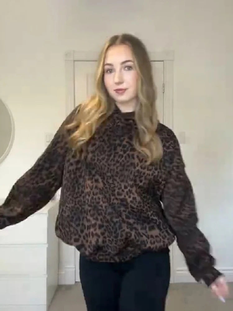 Relaxed Leopard Print Hoodie