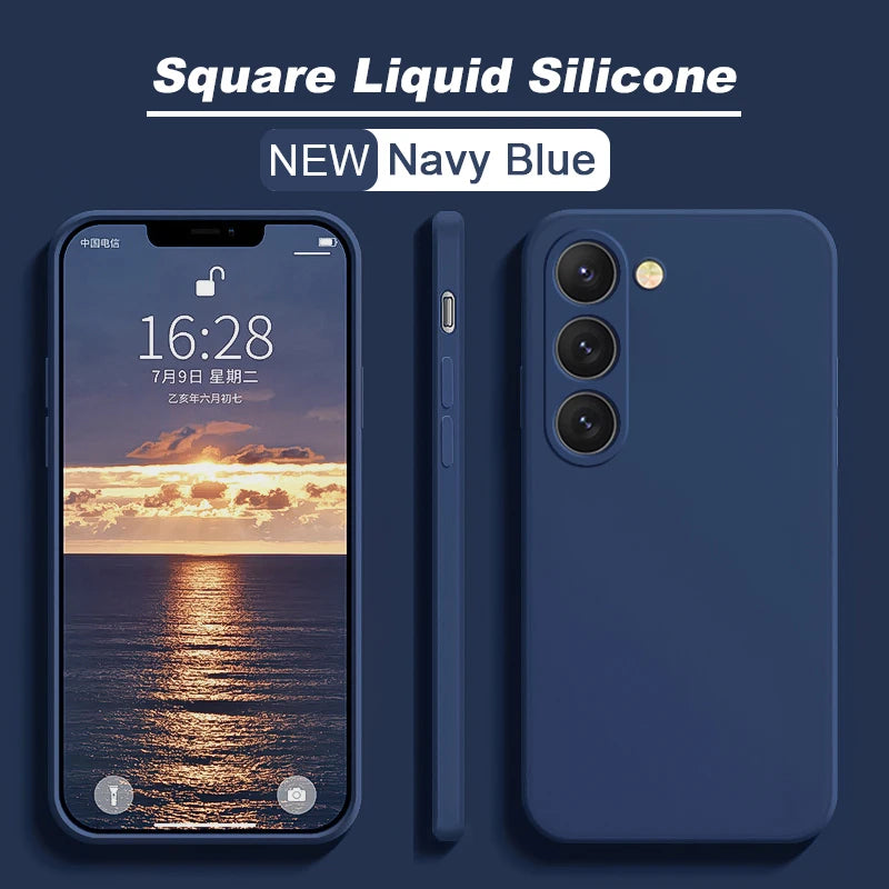 S26 S25 Ultra Case Square Liquid Silicone Phone Case For Samsung Galaxy S26 S25 S24 S23 S22 Ultra Plus S26Ultra Cases Soft Cover