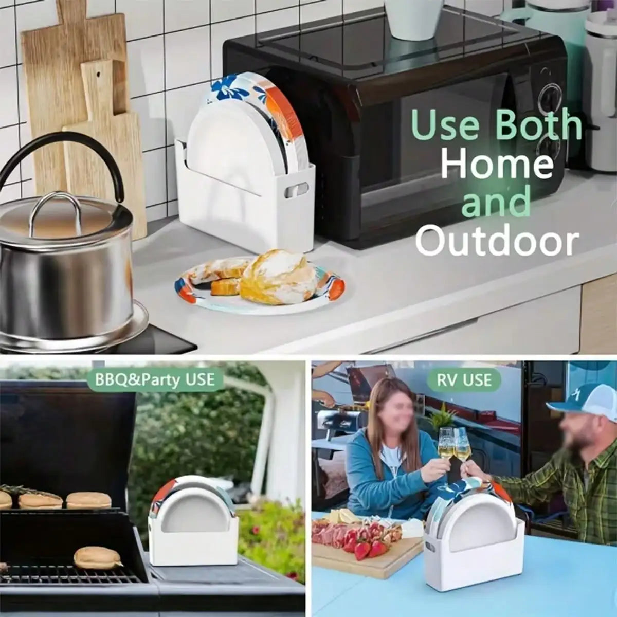 4 Pieces Space Saving Stackable Plastic Plate Organizer Practical Kitchen Dish Storage Rack Household Tableware Sorting Holder F