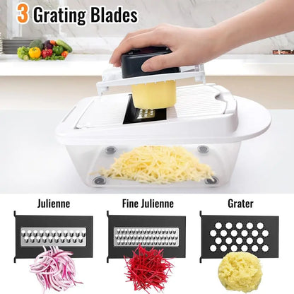 All-in-1 Vegetable Chopper Mandoline Slicer with Container, Food Chopper, Onion Chopper, Veggie Cutter or Salad, Kitchen Gadgets
