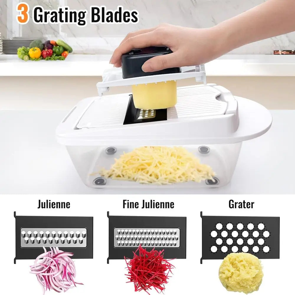 All-in-1 Vegetable Chopper Mandoline Slicer with Container, Food Chopper, Onion Chopper, Veggie Cutter or Salad, Kitchen Gadgets