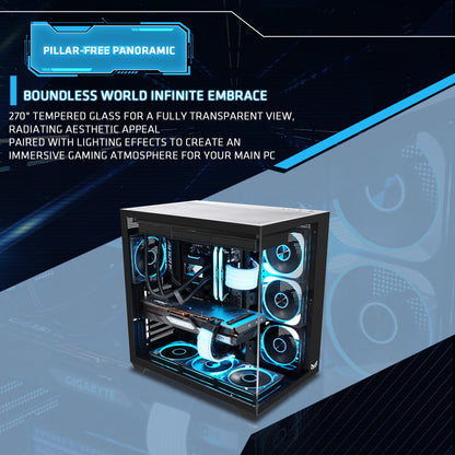 Yeah Magic Sword V 270° Column-Free Panoramic View ATX PC Case  Superior Thermal Performance Gaming And Office PC Case