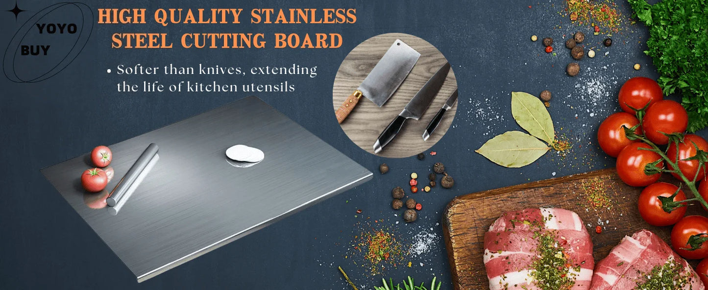 Large Stainless Steel Cutting Board with Lip for Kitchen over Sink Meat Chopping Board Metal Countertop Board