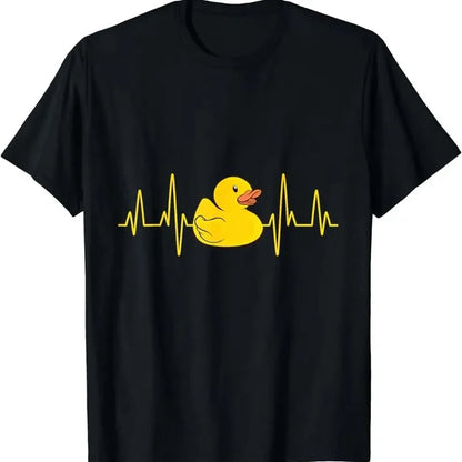 Cute Duck Print T-shirts Summer Women Men Casual Fashion Funny High Street Loose Tops Crew Neck Short Sleeve Cotton T-shirts