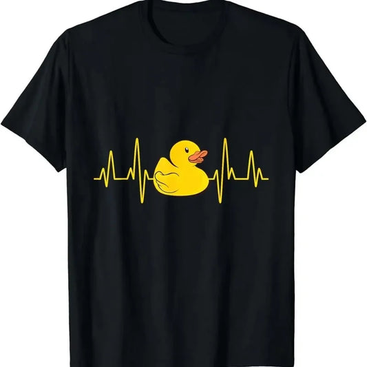 Cute Duck Print T-shirts Summer Women Men Casual Fashion Funny High Street Loose Tops Crew Neck Short Sleeve Cotton T-shirts