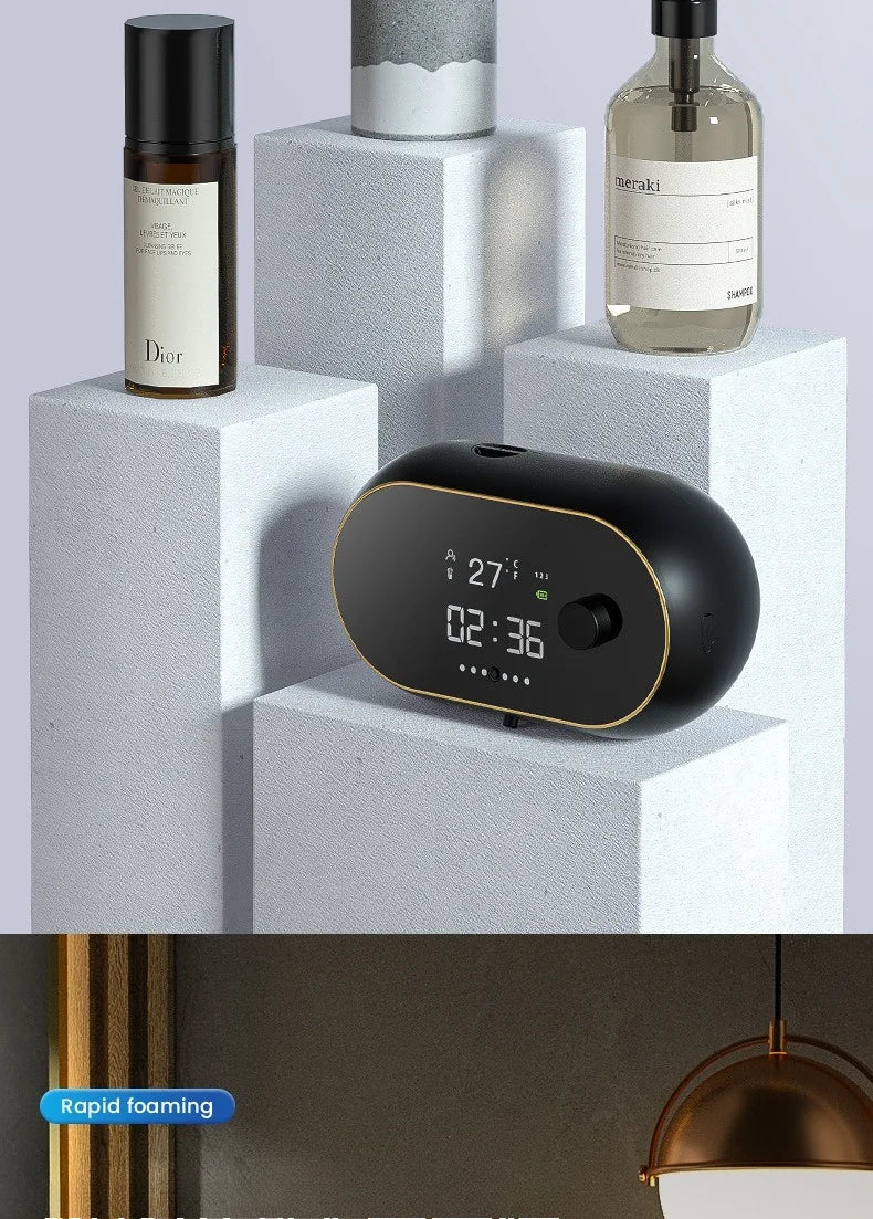 Rechargeable 400ml Automatic Foaming Soap Dispenser Wall Mounted Touchless Sensor Adjustable Foam LED Screen Bathroom Kitchen
