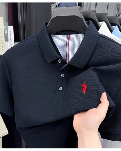 100% pure cotton high-end brand men's short sleeve polo shirt summer fashion original pony embroidery golf Paul  casual T-shirt