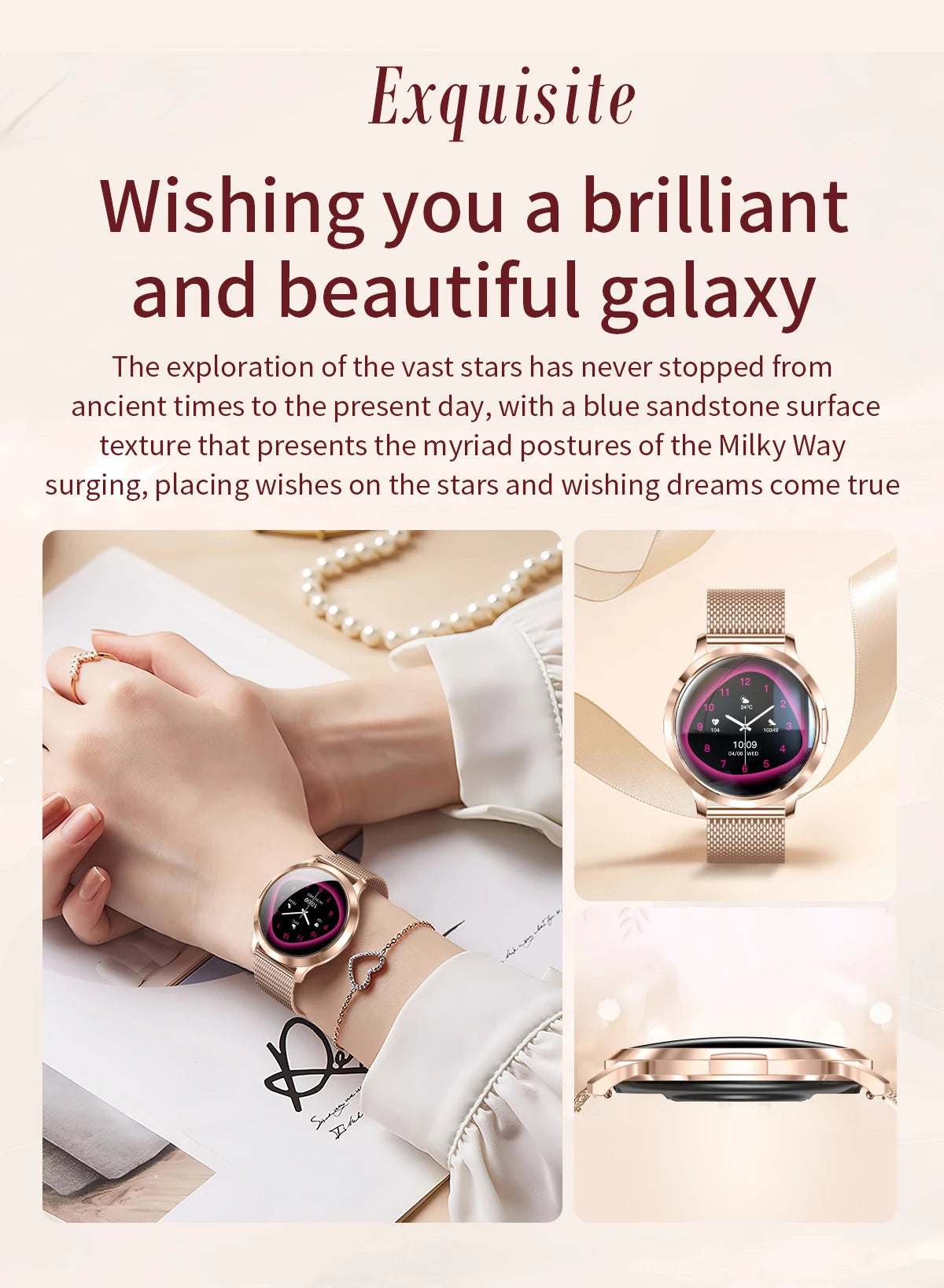 2026New Ultra-thin Women Smart Watch HD AMOLED Full Touch Screen Bluetooth Call Blood Pressure IP68 Waterproof NFC 7.3mm bracele